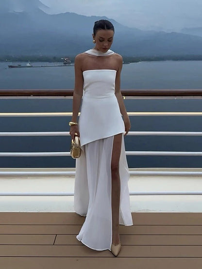 Ambre Robe Maxi Asymétrique Transparente