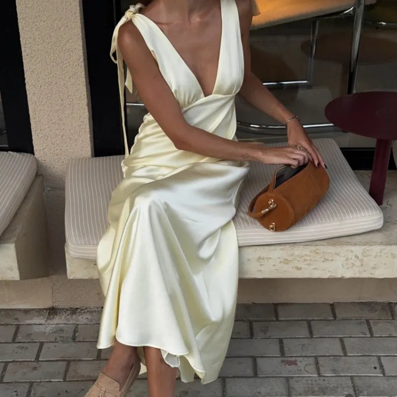Solana Satin Tie Strap Maxi Dress