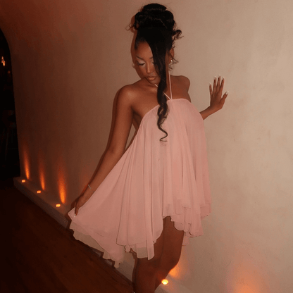 Zelia Robe Mini Dos Nu Col Halter