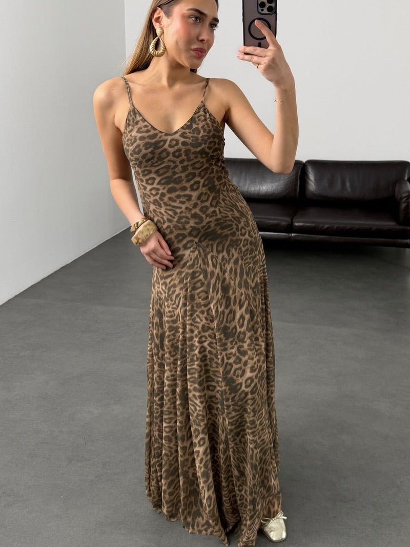 Jasmine Leopard Print Strap Maxi Dress