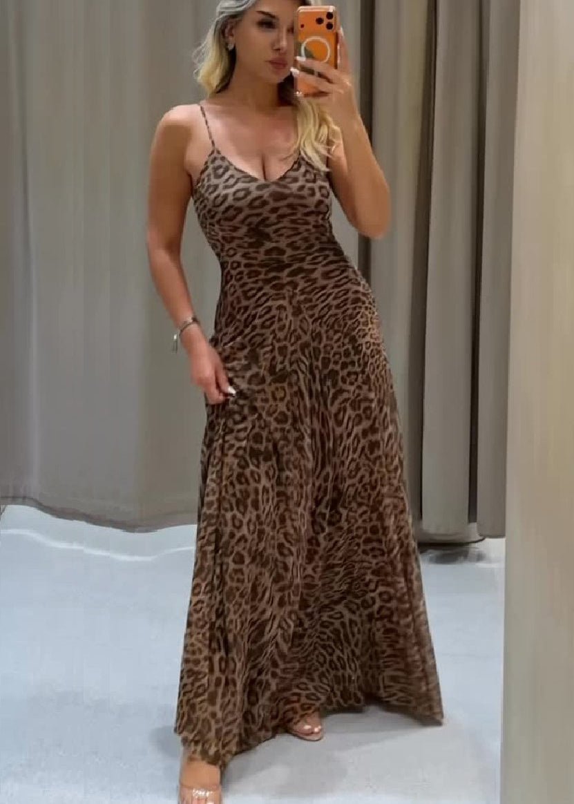 Jasmine Leopard Print Strap Maxi Dress