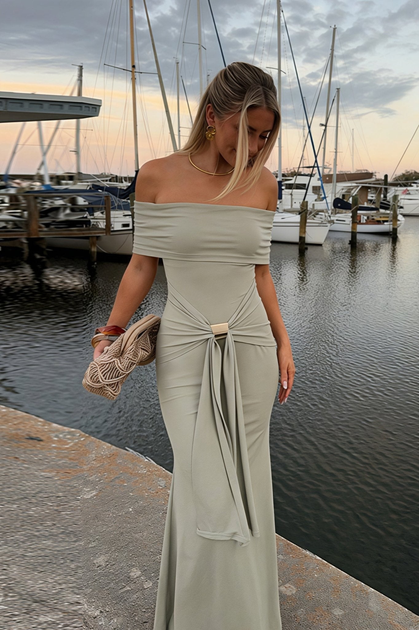 Yvette Off-Shoulder Bodycon Maxi Dress