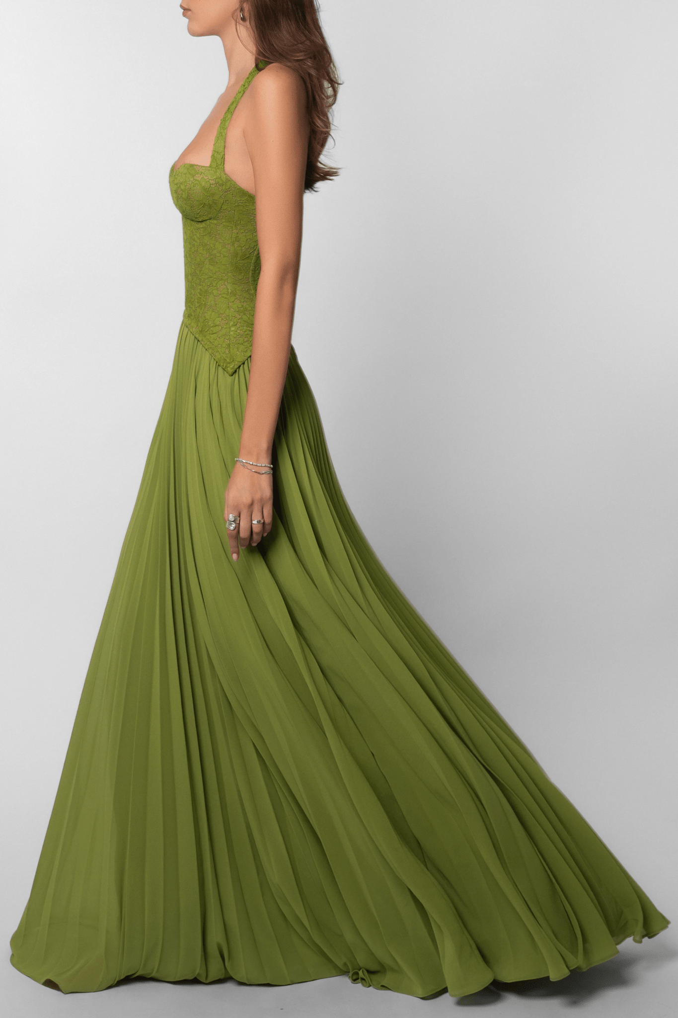 Indra Pleated Corset Maxi Dress