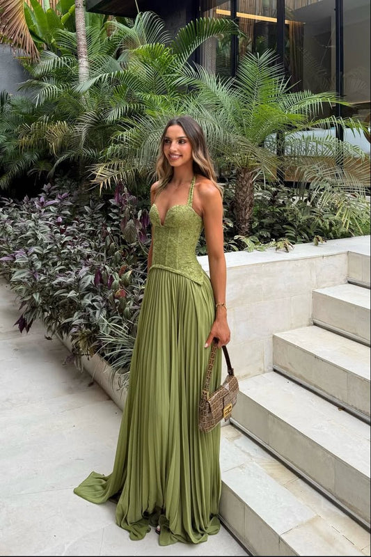 Robe longue corset plissée Indra