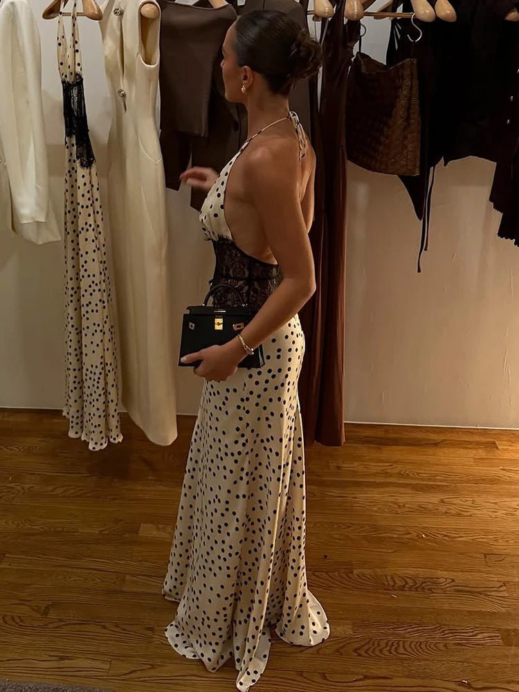 Robe longue dos nu à pois Sophia