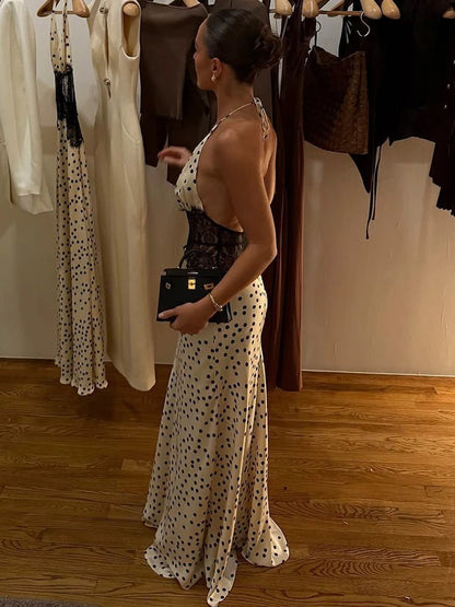 Robe longue dos nu à pois Sophia