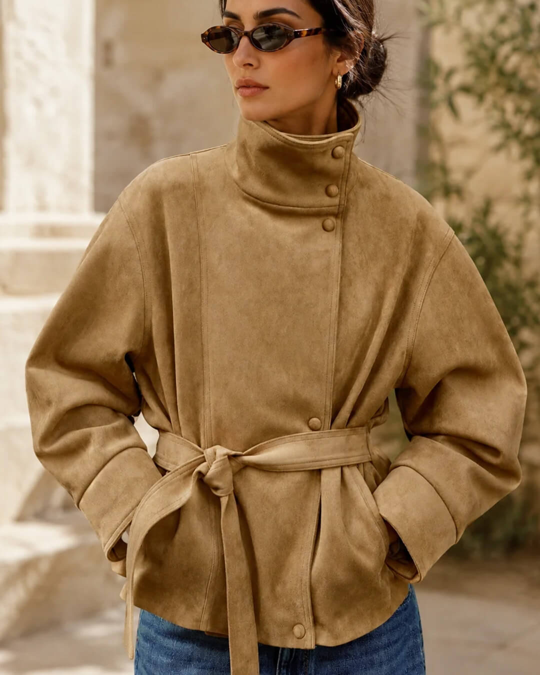 Maria Lace-Up Suede Jacket