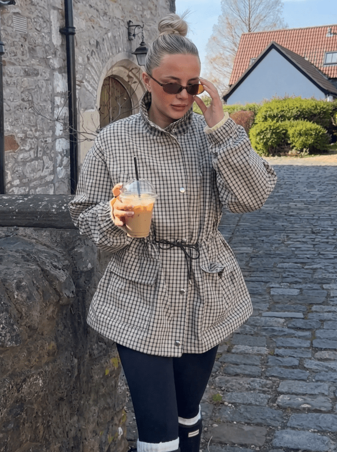 Rebecca Vintage Plaid Cinched Jacket