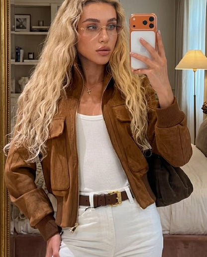 Amanda Cropped Bomber Jacket