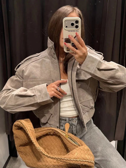 Veste courte Nina en faux suède