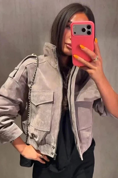 Veste courte Nina en faux suède