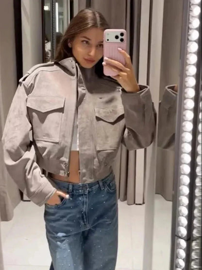 Veste courte Nina en faux suède