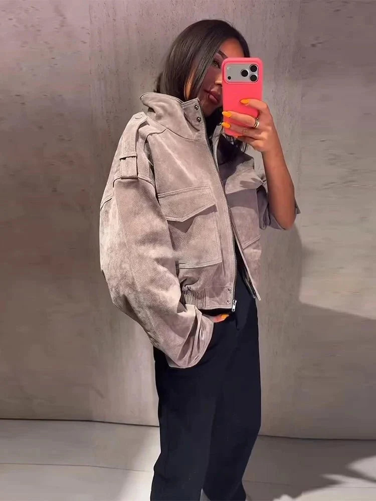 Veste courte Nina en faux suède