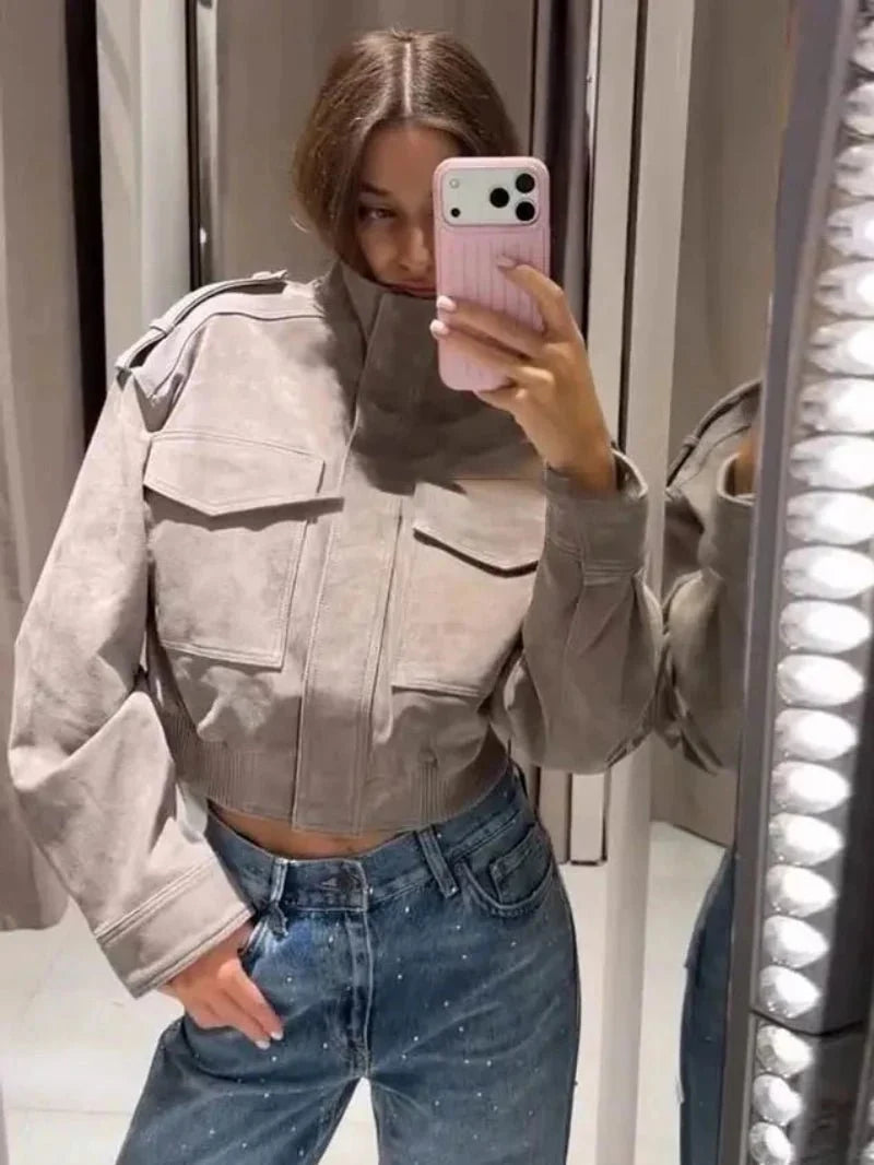Veste courte Nina en faux suède