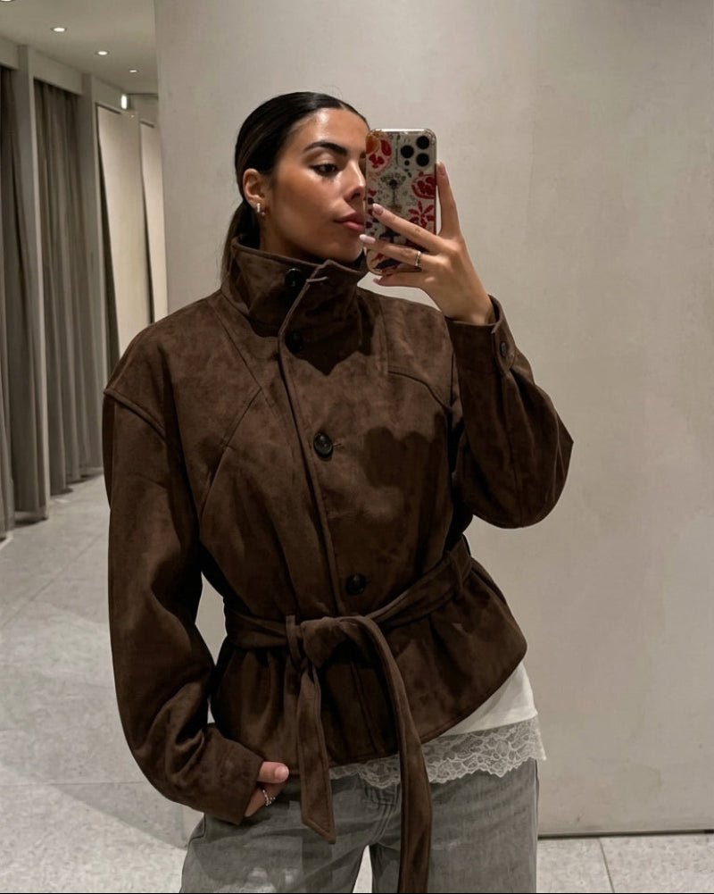 Veste Sarah en faux suède à lacets
