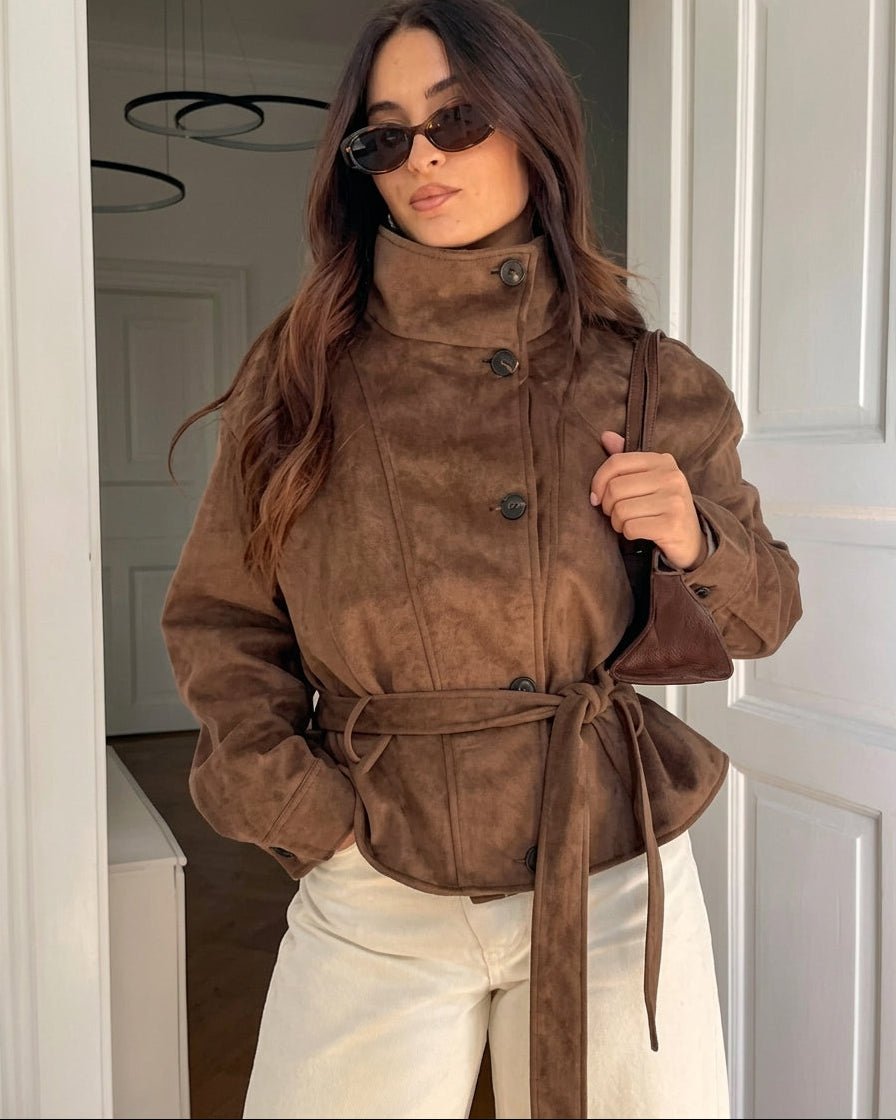 Veste Sarah en faux suède à lacets