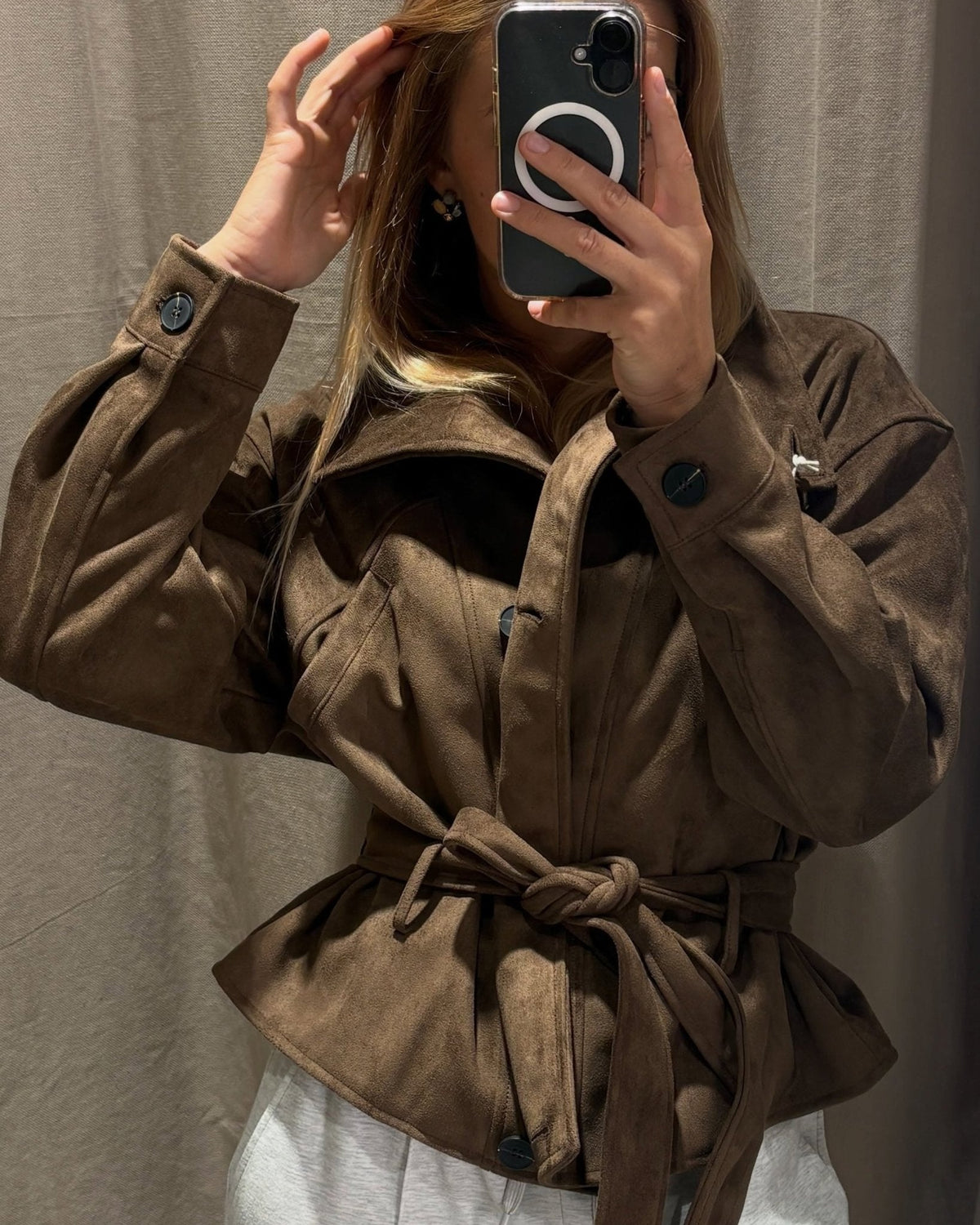 Veste Sarah en faux suède à lacets