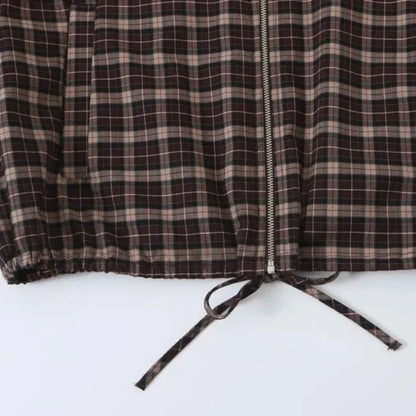Veste Eva zippée col haut à carreaux