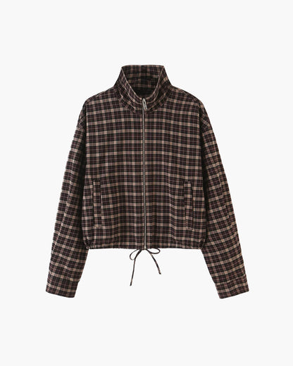 Veste Eva zippée col haut à carreaux