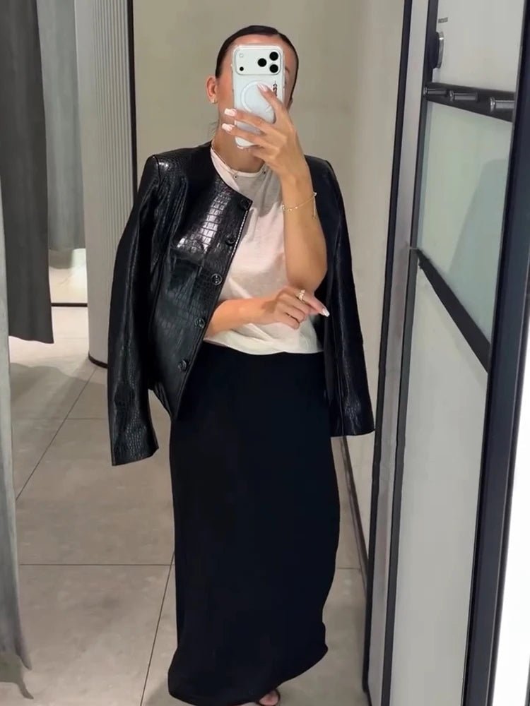 Veste Lola embossée croco en simili cuir