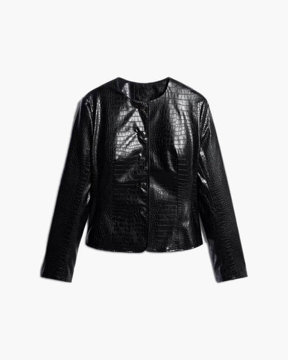 Veste Lola embossée croco en simili cuir