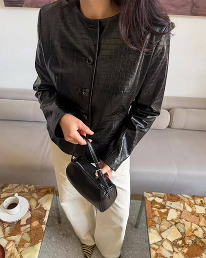 Veste Lola embossée croco en simili cuir