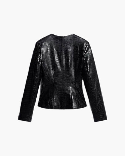 Veste Lola embossée croco en simili cuir
