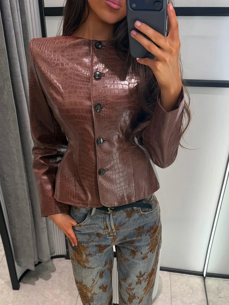 Veste Lola embossée croco en simili cuir