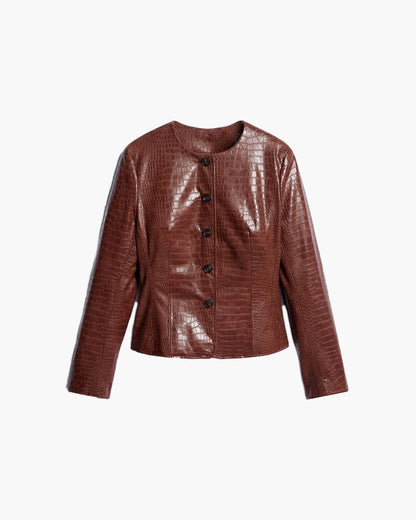 Veste Lola embossée croco en simili cuir
