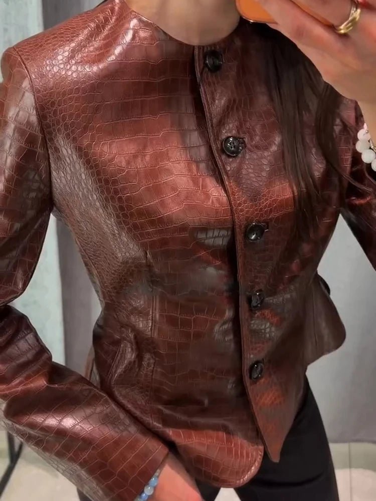 Veste Lola embossée croco en simili cuir