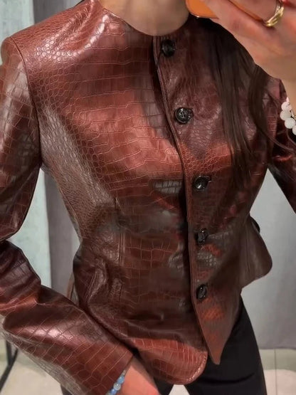 Veste Lola embossée croco en simili cuir