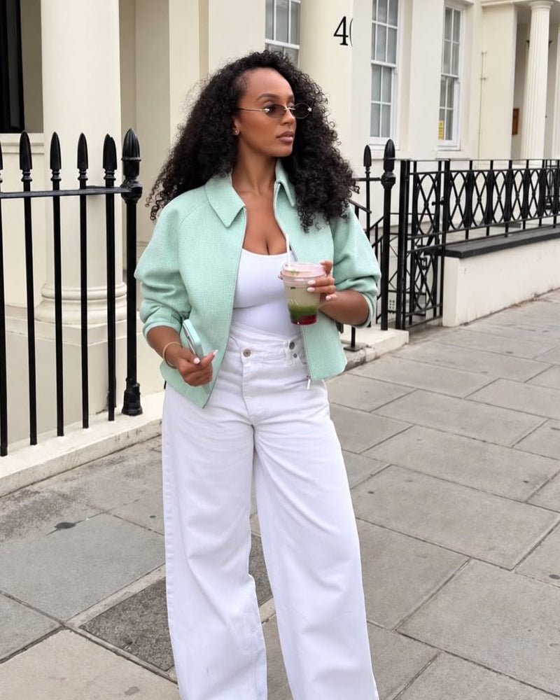 Veste courte zippée en tweed Katie
