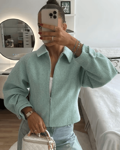 Veste courte zippée en tweed Katie