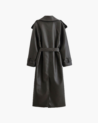 Veste moto longue en cuir Kelly