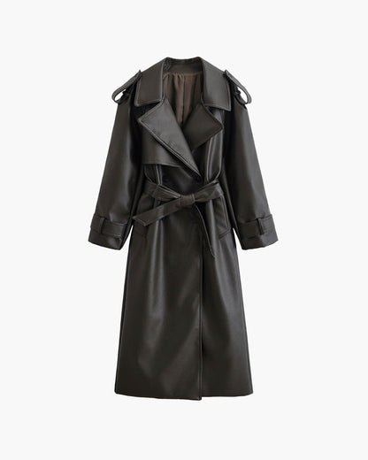 Veste moto longue en cuir Kelly