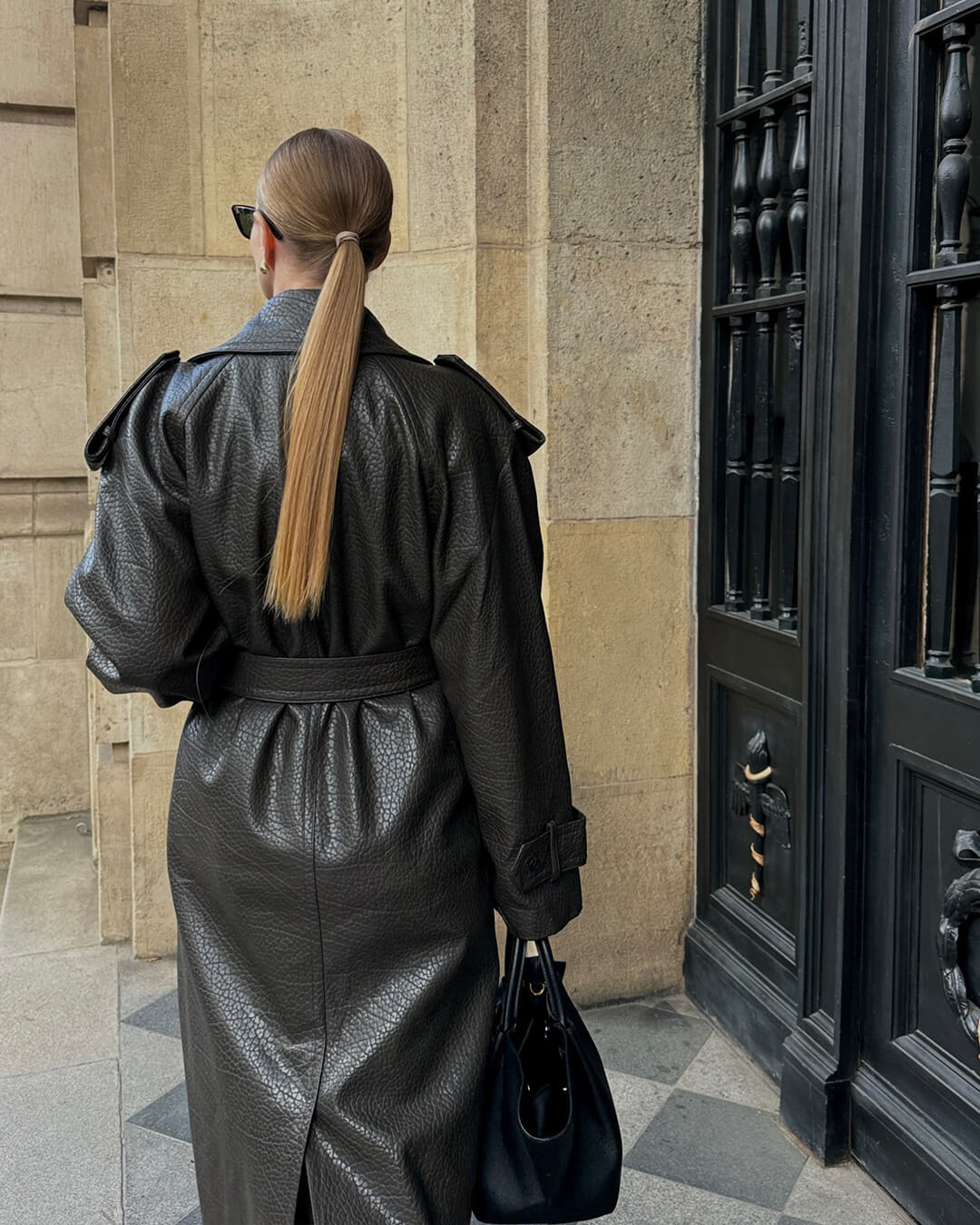 Veste moto longue en cuir Kelly
