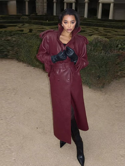 Veste moto longue en cuir Kelly