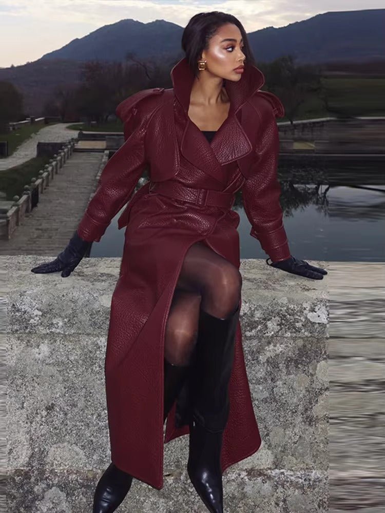 Veste moto longue en cuir Kelly