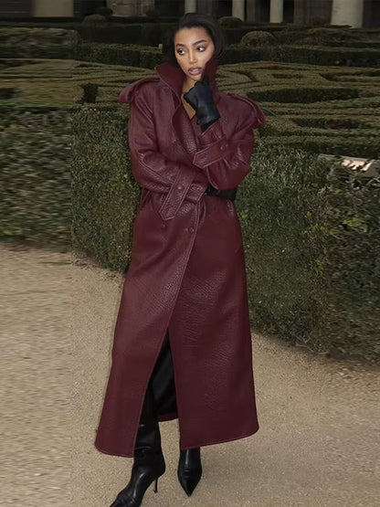 Veste moto longue en cuir Kelly