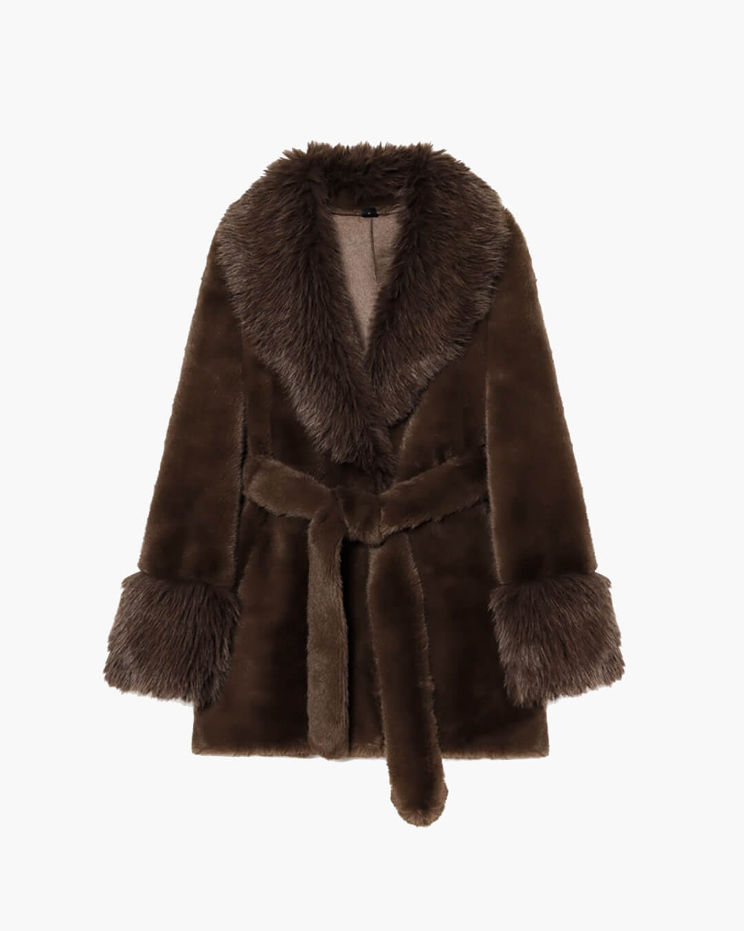 Manteau Amanda Ceinturé en Fourrure Synthétique