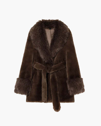 Manteau Amanda Ceinturé en Fourrure Synthétique