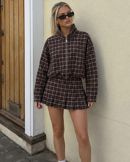 Ensemble veste & jupe à carreaux Eva