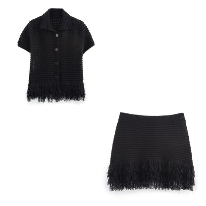 Sophia Knitted Tassel Skirt Set