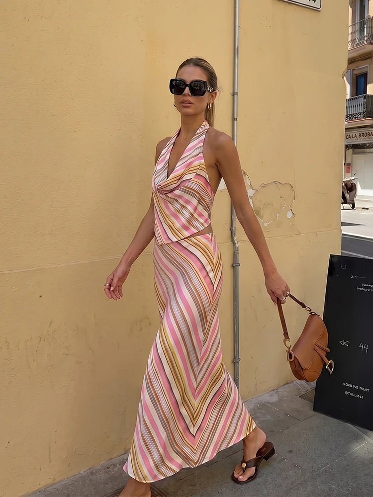 Meredith Bohemian Ensemble Satin Rayé
