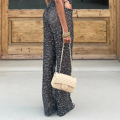 Zoey Pantalon droit à sequins