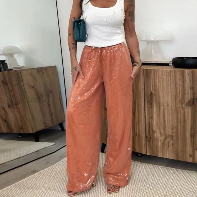 Maya Sequin Wide-Leg Trousers