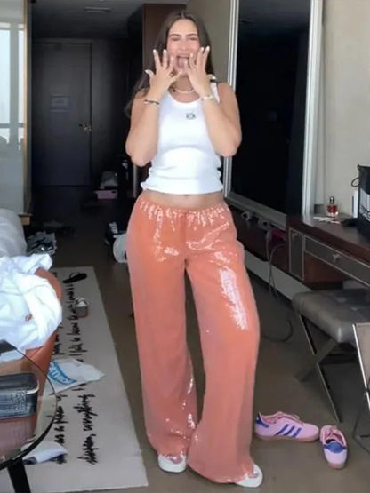 Maya Sequin Wide-Leg Trousers