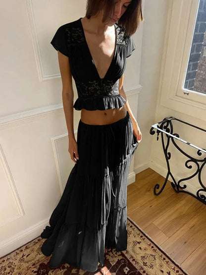 Ensemble Juliana en dentelle et mousseline