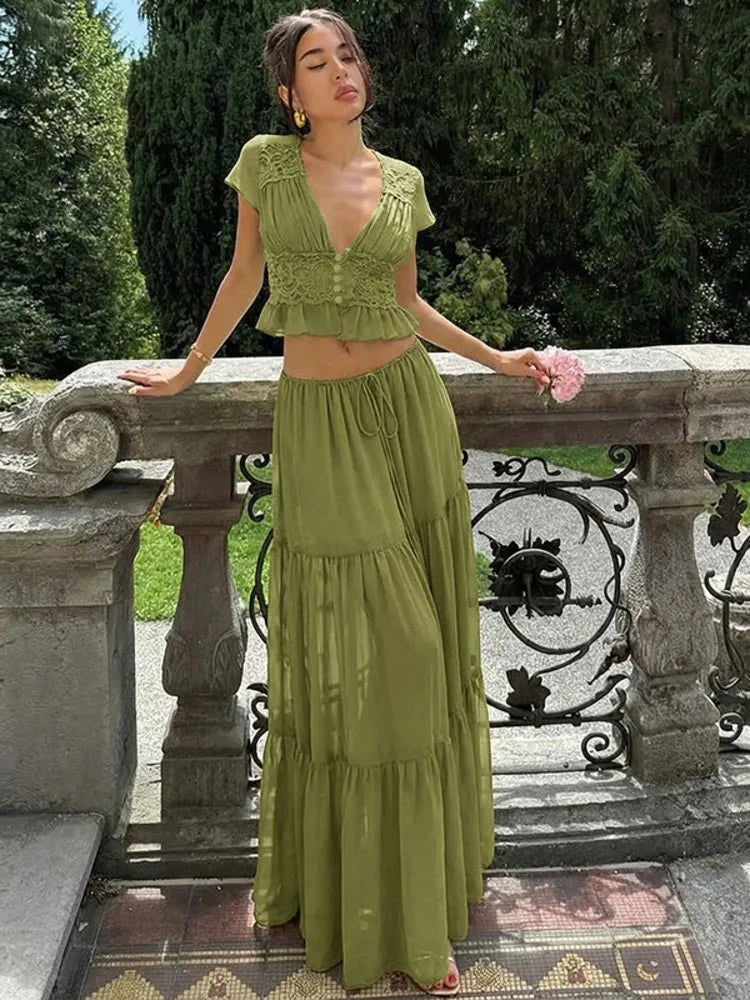 Ensemble Juliana en dentelle et mousseline