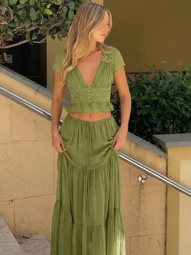 Ensemble Juliana en dentelle et mousseline